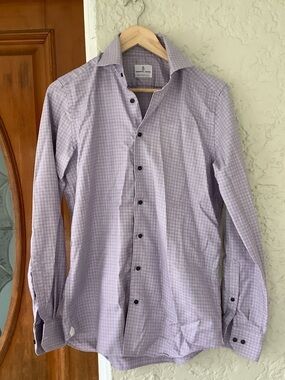 Men's Lavender Check Dress Shirt - Casual Tailored Fit